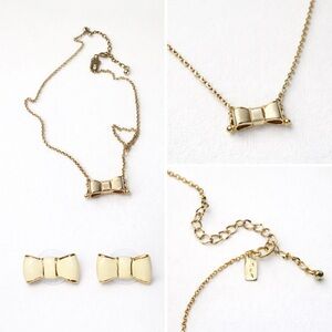 Kate Spade Gold Bow Necklace and  Earrings Set